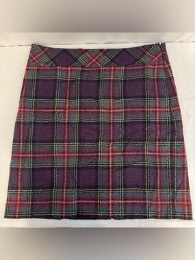 CLASSIC L.L.Bean Purple Plaid Wool Mini Skirt – Size 14 REG